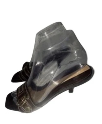 NINE WEST Brown Leather  Square Toe 2.5" Kitten Heel Sandals Women’s Size 7M - Image 1 of 4