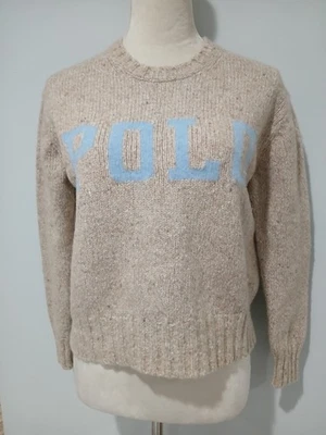 Suéter POLO RALPH LAUREN Logo Mezcla de Lana Jersey Intarsia Mármol Beige XS Foto 1 de 4