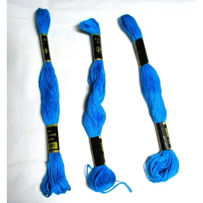 Iris Embroidery Floss Blue Colors Five Skeins Six Strands Cotton 8.75 Yards Each - Image 1 of 2