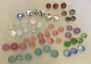 Vintage Blown Art Glass Baubles Multicolor Ribbed Flat Bottom Nipples 52P LOT - Picture 1 of 16