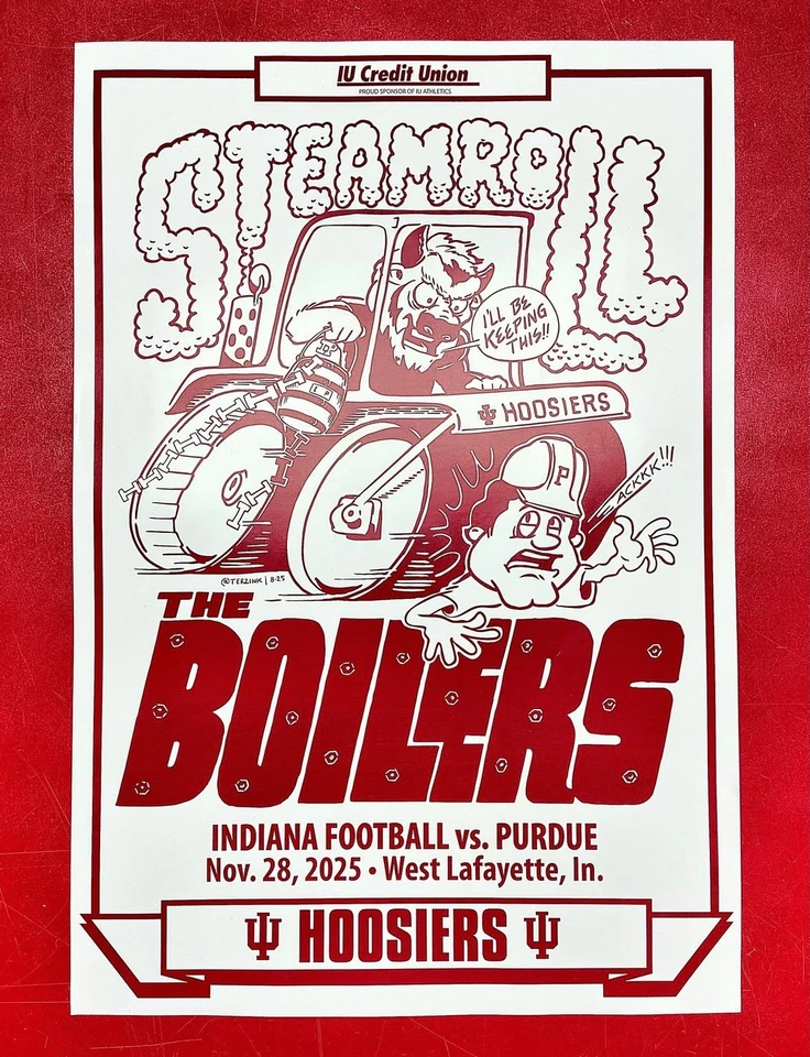 2025 IU Indiana Hoosiers Football Poster November 11/29/25 V Purdue Boilermakers - Image 1 of 1