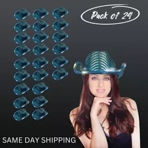Light Up Cowboy Hat LED Light Up Fun Flashing Teal Sparkly Brim Cowgirl 24-Hat - Picture 1 of 3
