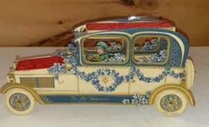 Vintage Germany Folding Valentine Automobile with Girl Driving 10" Long 5" Tall - Picture 1 of 4
