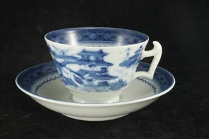 Mottahedeh Vista Alegre Blue Canton Tea Cup & Saucer - Historic Charleston HC104 - Picture 1 of 8