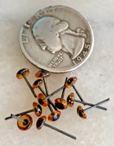 NEW LOT 6 PAIRS 4MM AMBER GLASS EYES on WIRE Fish lures TEDDY BEARS DUCK decoys - Picture 1 of 5