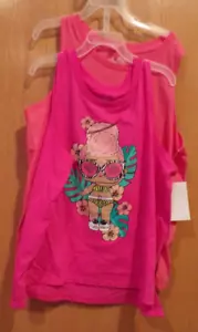 LOL Set of 2 Cute Pink TANK Tee Shirts~Girls SIZE XL (14-16)~New W/Tags - Picture 1 of 2