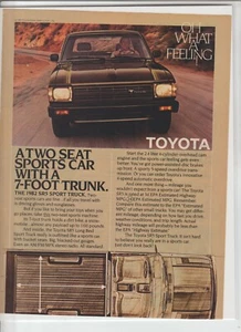 Revista Toyota 1982 original anuncio un auto deportivo de dos asientos con platón de 7 pies - Imagen 1 de 1