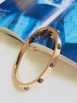 SWAROVSKI Tactic Black Dark Square Crystals Bangle Bracelet Rose Gold M, BNWT - Image 1 of 4