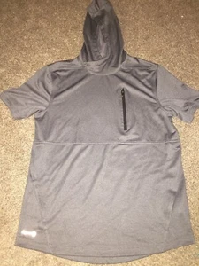 Mens Russell Hoodie Shirt Size Medium Training Fit Dri Gray Workout Running - Picture 1 of 11