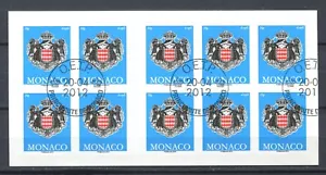 Monaco 2012 • Sg# SB16 coat of arms booklet 10 self-adhesive FD used/SU-9162 - Picture 1 of 2