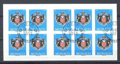 Monaco 2012 • Sg# SB16 coat of arms  booklet 10 self-adhesive FD used/SU-9162 - Image 1 of 2