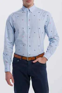 Camisa GANT LE MANS Capri Azul Rayas Banderas Fil Cupé Abotonada 3016930 Talla M - Imagen 1 de 4