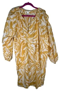 H&M Womens Cream And Gold Mini Dress Sz XS Lightweight V Neck Boho - Picture 1 of 6