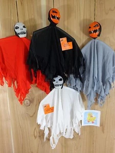 HALLOWEEN Hanging Decoration Set of 4 FLOATING SKULL GHOSTS 14" Tree Ceiling - Picture 1 of 5