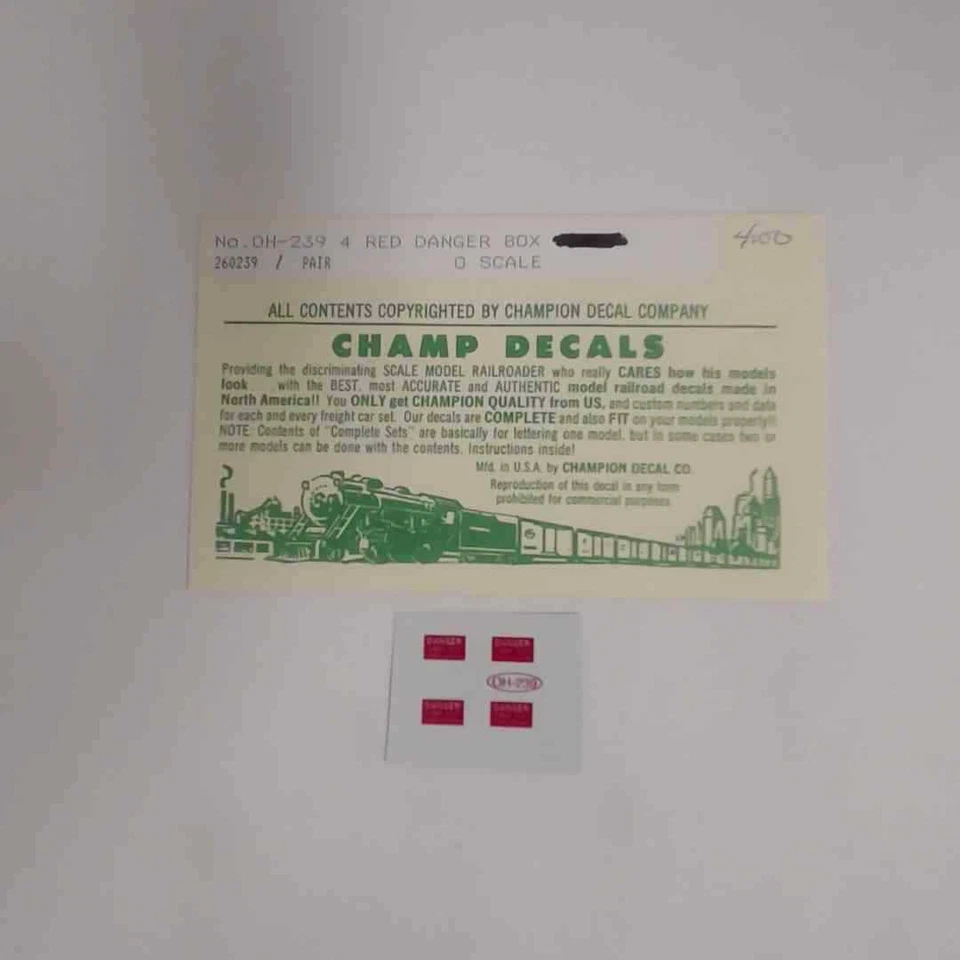 Champ Decals O Scale: 4 Red Danger Box - Image 1 of 1