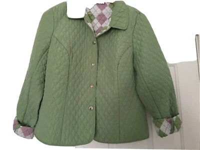 Chaqueta acolchada para mujer Briggs New York verde claro ~ talla pequeña grande PL Foto 1 de 3