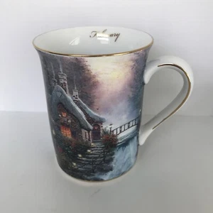 Thomas Kincaide Joys of the Season SWEETHEART COTTAGE II February Porcelain Mug - Picture 1 of 6