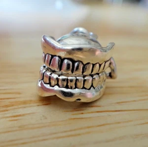 Sterling Silver 3D 15x13x10mm Movable Dentist Teeth Dentures Mouth Charm - Picture 1 of 6