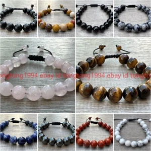 19cm Edelstein Perlen Verstellbares Armband 10mm, Echte Kristalle Armband - Bild 1 von 33