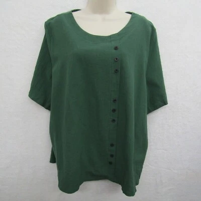Blusa Top Camisa Mujer Talla 3XL Verde Manga Corta Cuello Redondo Fluido Suelta Foto 1 de 4