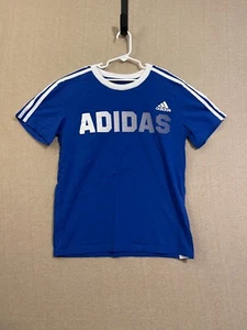 Adidas Shirt Boy's Large Blue Graphic Short Sleeves - Picture 1 of 11