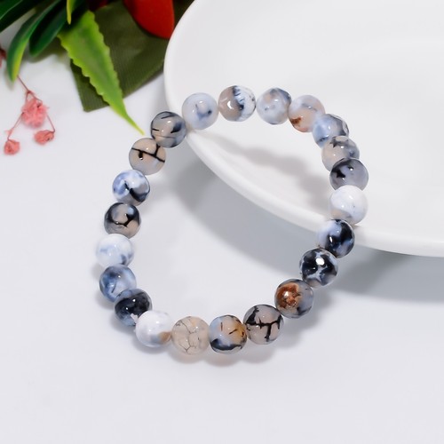 VALENTINO Bracciale elastico fatto a mano gioielli ragnatela naturale agata perline regalo compleanno