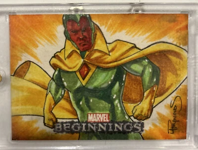 2011 Marvel Beginnings Vision Sketch 1/1 Lawrence Reynolds - Image 1 of 4