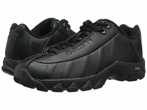 Men K-Swiss ST329 CMF Leather Shoes 03426-008 Black Silver 100% Original New - Picture 1 of 7