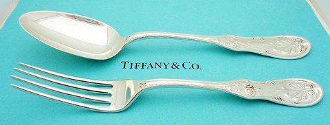 Estate Tiffany & Co. Sterling Silver Saratoga Pattern Dinner Spoon & Fork Cover
