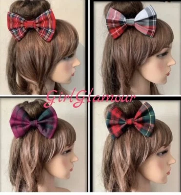 Royal Stewart Tartan Bow Bobbles Hairband Hair Tie Headband Burns Night Sash