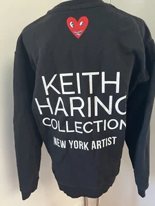 KEITH HARING x ZARA Sweatshirt Black Logo Motif Cotton Top Sz S Unisex RARE - Picture 1 of 9