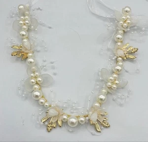 Gold And White Pearl Beaded Wedding Headband, New - Picture 1 of 7