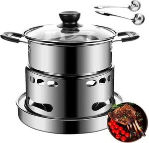 Hot Pot Alcohol Stove, Spirit Cooker with Pot, Camping Stoves Set, Gas L - Picture 1 of 9