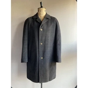 Alexandre Overcoat Men’s Size 44 Charcoal Raglan Wool Check Long Coat England - Picture 1 of 11