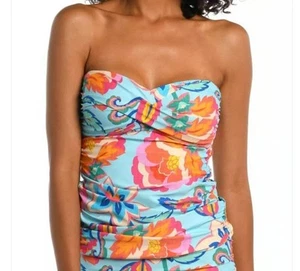 La Blanca luftiges Beauty Bandeau Twist-Front Tankini Oberteil Damengröße 16 neu mit Etikett - Bild 1 von 11