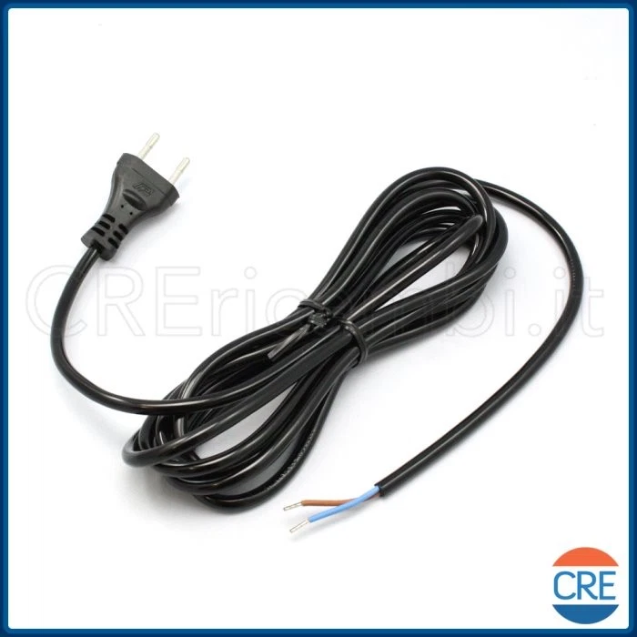 Cavo Alimentazione 2x1 Spina EU 3,3m per Phon Asciugacapelli Parlux