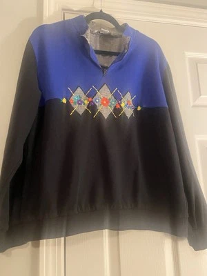 ALFRED DUNNER - SUDADERA BORDADA JERSEY CREMALLERA AZUL MUJER - TALLA LG Foto 1 de 4