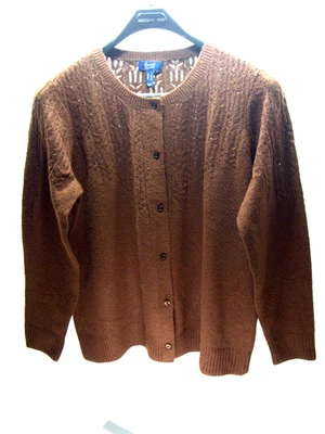 Suéter Pesado Denim And Company D&co Signature Botón Frontal Mujer Grande Marrón Foto 1 de 4