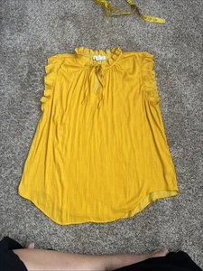 Cupcakes and Cashmere Anthropologie Rüschenbesatz ärmelloses Top Gr. XL senf - Bild 1 von 6