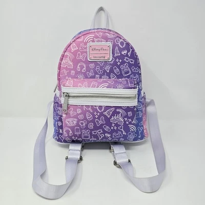 Loungefly 迪士尼公园 Ombre Icons 迷你背包 全新无标签 粉色/紫色  — 第 1/4 张图片