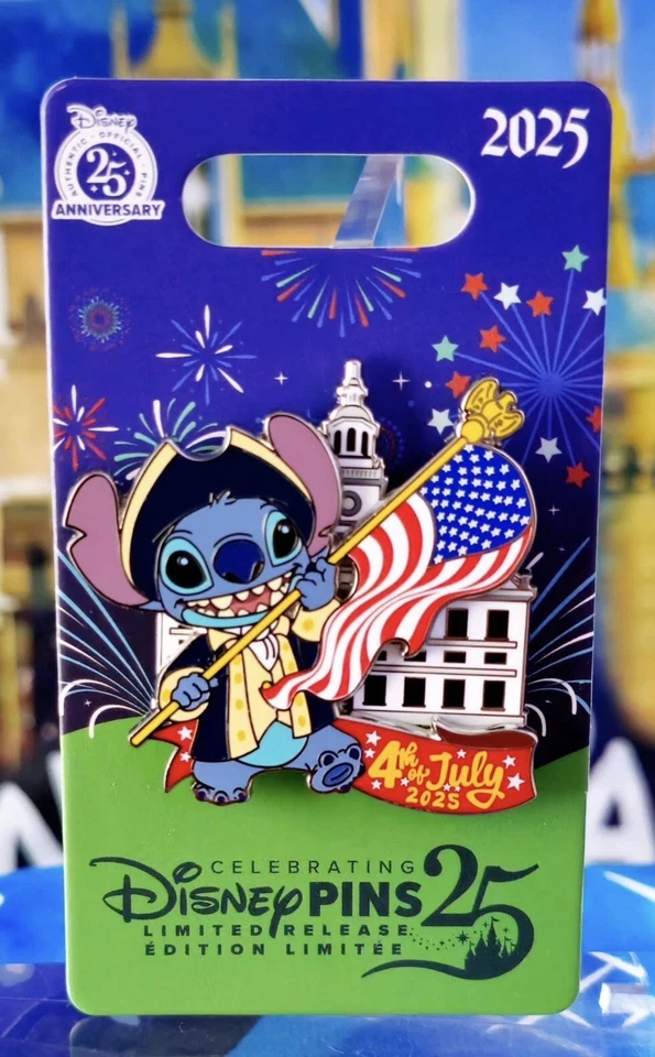 Prendedor Disney Stitch 4 de julio de 2025 lanzamiento limitado Día de la Independencia Foto 1 de 1