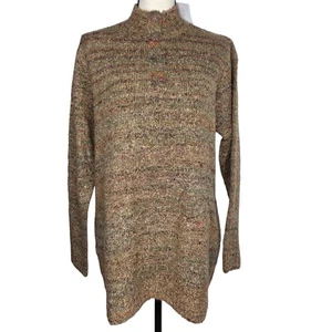 Monterey Bay Sweater Size 1X Brown Variegated 1/4 Button Pullover L/S NEW - Picture 1 of 7