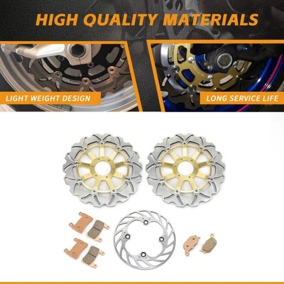 3 Front Rear Brake Rotors Discs Pads For Honda CBR 600 F CBR 600 F4 1999 2000 00 - Изображение 1 из 4