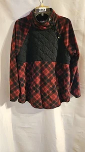 Damen Fleecepullover Maurices Größe 2XL rot kariert mit Taschen - Bild 1 von 4