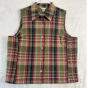 CJ Banks Plaid Snap Puffer Quilted Jacket 1X Cabincore Outdoors Farm - Picture 1 of 11