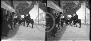 Lebhafte Straßenszene Pferde - Glasplatte Negativ Stereo 6 X 13 Cm - Picture 1 of 1