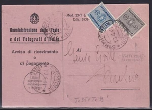 Royaume Histoire Postale 1941 Timbre Avis De Réception (Cod.6740) - Picture 1 of 1