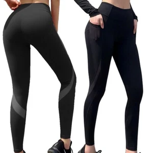 Tummy Control Workout Running Yoga Pants Leggings with Pockets for Women Ladies - Picture 1 of 13
