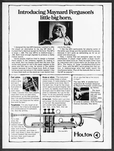 Trompeta MF-4 1978 diseñada por Maynard Ferguson foto Holton anuncio impreso vintage - Imagen 1 de 1