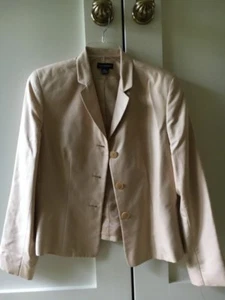 Ann Taylor 100% Silk Size 10 Beige Blazer Jacket Women Formal Stylish Cut - Picture 1 of 3